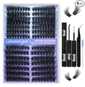 Pre-made Cat Eye Lash Extension Kit Lash Clusters Kit 9-16mm Wispy Cluster Eyelash Extension Kit 80D+100D Individual Eyelashes with Lash Bond and Seal, Lash Tweezers by Geeneiya