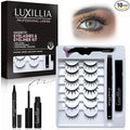 Luxillia 10-Piece Clear & Black Magnetic Eyelashes with Applicator & Magnetic Eyeliner Kit – Reusable Natural Magnetic Lashes – Easy Apply Lash Kit for Beginners – Waterproof Dramatic Looks