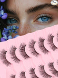 Natural Lashes Fake Eyelashes Pack C Curl Strip Lashes 13MM False Eyelashes Natural Looking 3D Volume Lash thin Band Eyelash Pack 7 Pair Siligli