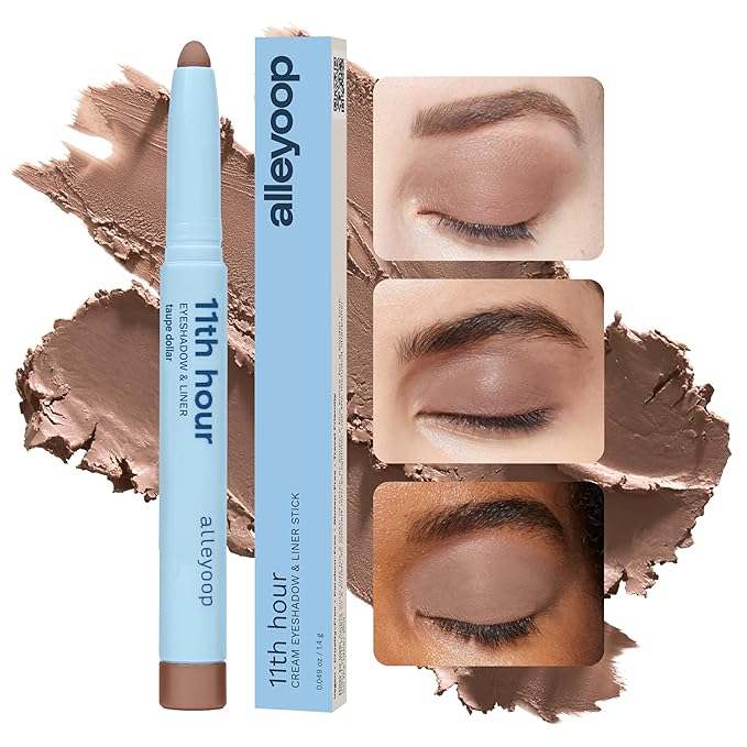 ALLEYOOP 11th Hour Waterproof Cream Eyeshadow Stick – Long-Lasting Eye Shadow Pencil & Eyeliner, Cream to Powder Stick & Highlighter – Smudge-Proof Eyeshadow Matte, Taupe Matte