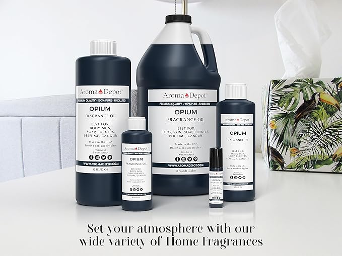 Aroma Depot Opium 4 oz. Fragrance Oil I Perfume I Skin Oil I Scented. DIY Projects Such as Candles, Bath Bombs, Body Butters, Creams & Lotions. Few Drops in The Diffuser, Burners, or Warmers.