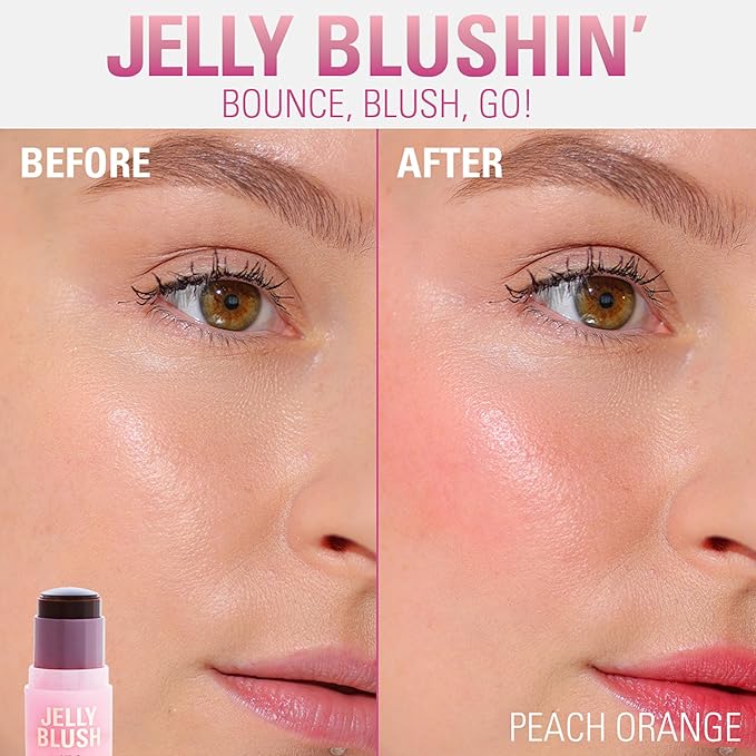 Revolution, Jelly Blush Stick Lip & Cheek Stain, Sheer, Buildable Coverage with Hydrating Hyaluronic Acid & Aloe for Multi-Use Glow, Vegan & Cruelty-Free, Peach Orange