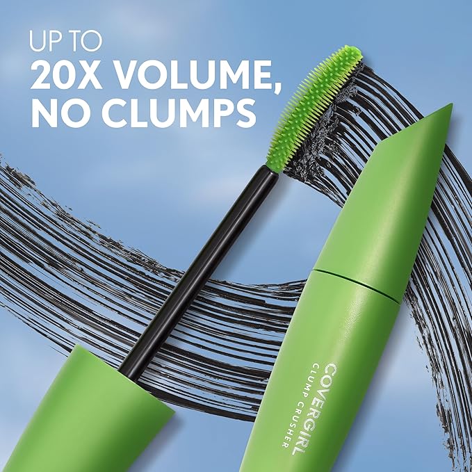 COVERGIRL Clump Crusher Waterproof Mascara, 20X More Volume, Double Sided Brush, Long-Lasting Wear - 825 Very Black (Pack of 1)