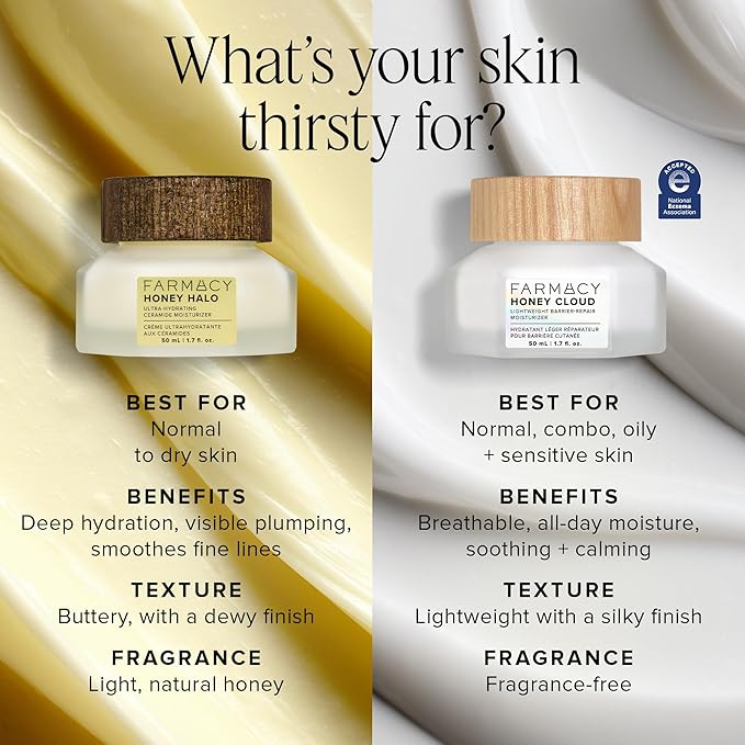 Farmacy Honey Cloud Face Moisturizer Cream - Lightweight Face Lotion with Hyaluronic Acid + Peptides - Breathable Moisture + Barrier Repair - Facial Moisturizer for Combo, Sensitive + Oily Skin (15ml)