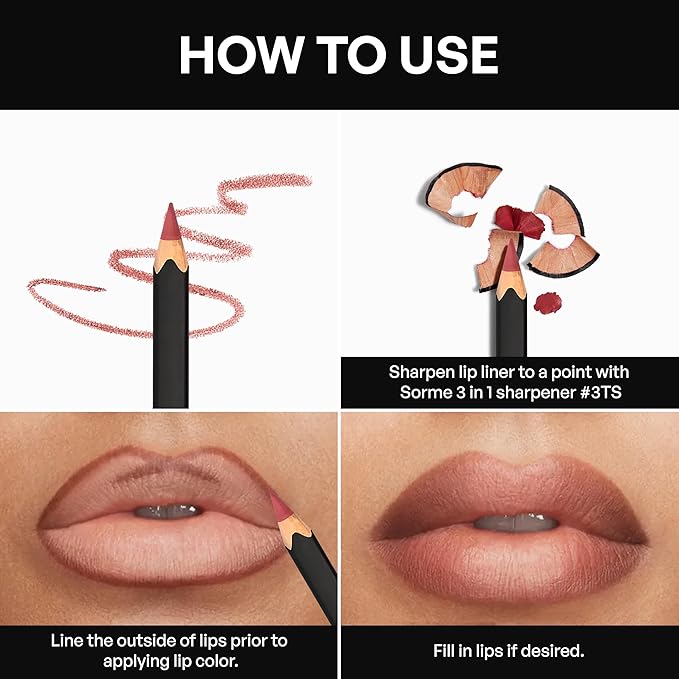 Sorme Cosmetics Smearproof Lipliner in Earth 0.06 oz | Smudgeproof Nude Lip Liner Pencil | High Definition Waterproof Lip Liners for Women | Hydrating Lip Pencil | Matte Lip Pencil Liner Makeup