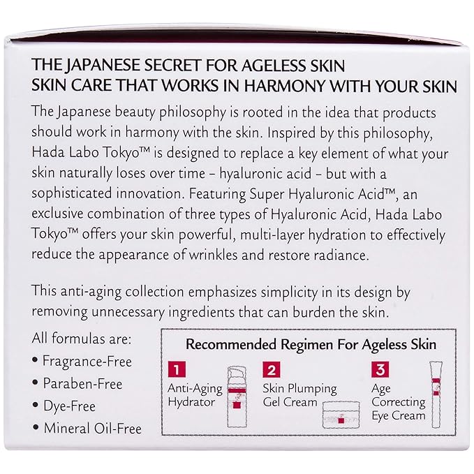 Hada Labo Tokyo Plumping Gel Cream,Facial Moisturizer,Clinically Proven to Provide 24-Hour Moisture in Use,Super HyaluronicAcid,Ceramides,Collagen,No Parabens,Dyes or Fragrance,1.76 oz,(Pack of 2)