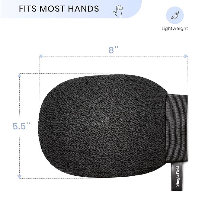 SimpleField Korean Exfoliating Mitt for Remove Dead Skin. 2 Pack 100% Viscose Kessa Deep Exfoliating Gloves for Body Scrub, Keratosis Pilaris and Self Tanning Removal. Easily Smooth Skin Surface.