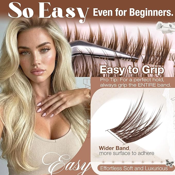 Anime Cluster Lashes Brown Cluster Eyelash Extensions Fairy Eyelash Clusters Wispy Lash Clusters Dark Brown Individual Lash C-Curly Lash Extension Spiky Manga DIY Eyelashes Pack (108Pcs, 10-16MM)