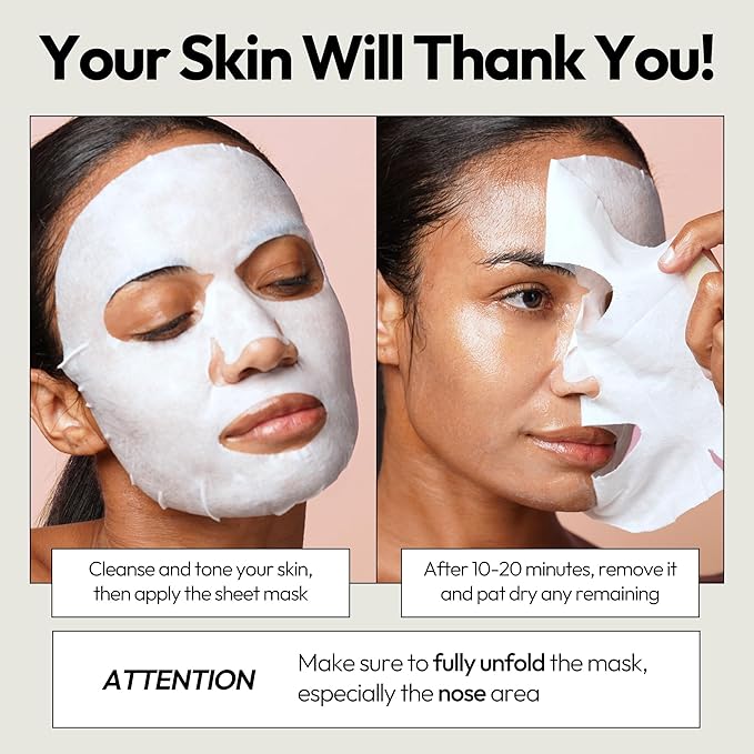LAPCOS Pearl Sheet Mask - Revitalizing & Refining Face Masks with Rice Ferment - Refines Uneven Texture & Dark Spots - Highly Breathable Eucalyptus-derived Tencel Sheet - Korean Skin Care (Pack of 5)