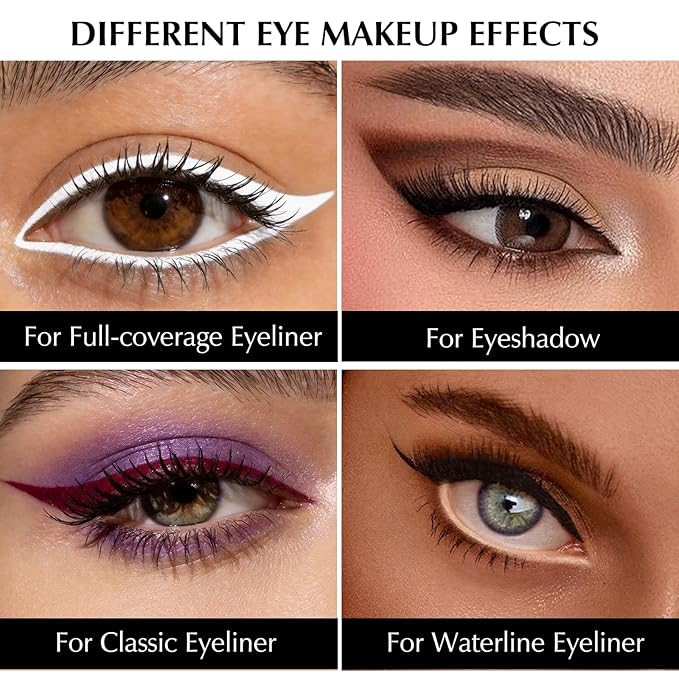 2 PCS White Eyeliner Pencil Set, Retractable Matte Gel Waterline Eye Liner Pen, Smudge-Proof Multi-Use Colorful Creamy Eye Brightener High Pigmented Long-Lasting Smooth Eyeliner for Older Women