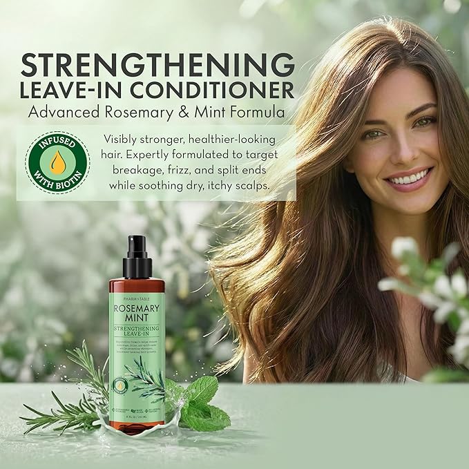 Leave In Conditioner Spray – Rosemary & Mint Scalp Treatment (2 Pack) – Anti-Dandruff, Dry & Itchy Scalp Relief, Hydrating Formula for Psoriasis Care – Detangles & Nourishes Hair