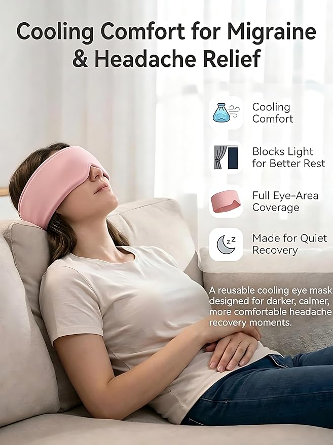 Cooling Eye Mask for Spa Care - Ultra-Flexible Ice Gel for Morning Depuffing & Dark Circles - 360° Eye Coverage - Luxury Self-Care Gifts - Cold Compress for migraines - Reusable Comfortable Pink