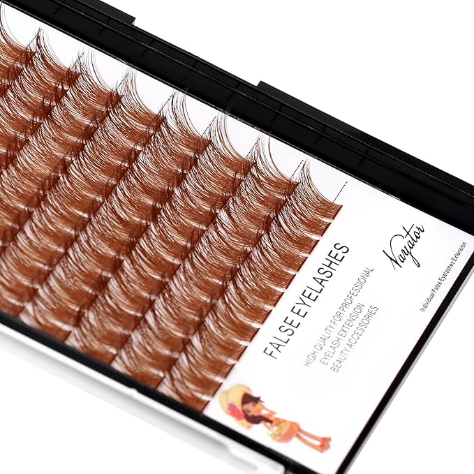 Color Lash Cluster Light Brown Dark Brown Black Brown Various Colored False Eyelashes Clusters Professional Makeup Lash Cluster Grafted Eyelash Extension（Light Brown-10-12-14-16mm Mixed）