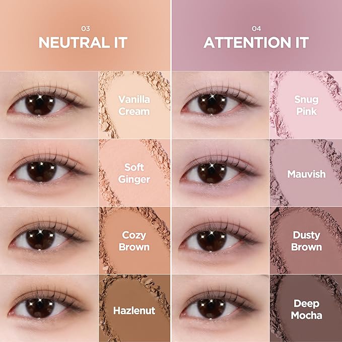 lilybyred Mood It Palette | 4-Shade Korean Eyeshadow Palette, Pre-Matched Personal Tone, Soft Blending, Buildable Coverage, Matte & Shimmer Finish, Daily Wear, Compact Size, 0.10 oz. (07 Romantic It)