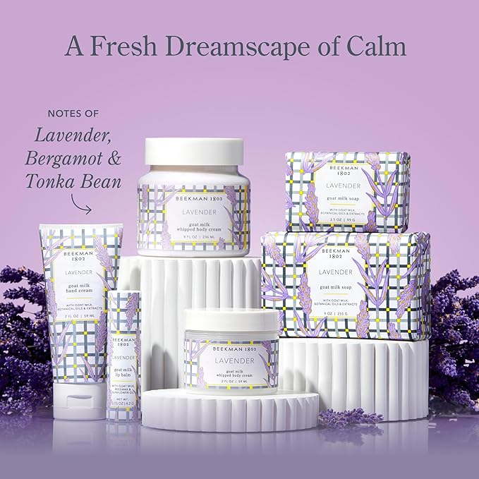 Beekman 1802 Goat Milk Lip Balm – Moisturizing Lip Balm for Dry, Chapped Lips – Sensitive Skin Safe – Lavender – 0.15 oz