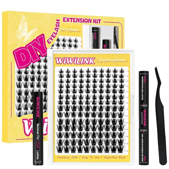 Lashes California Sunset Kit Manga Lash Clusters Kit 8-18mm Wispy Eyelash Clusters DIY Lash Spikes Waterproof Anime Extension 0.3mm Ultra-Thin Band Individual Cluster Eyelash Extensions Kit