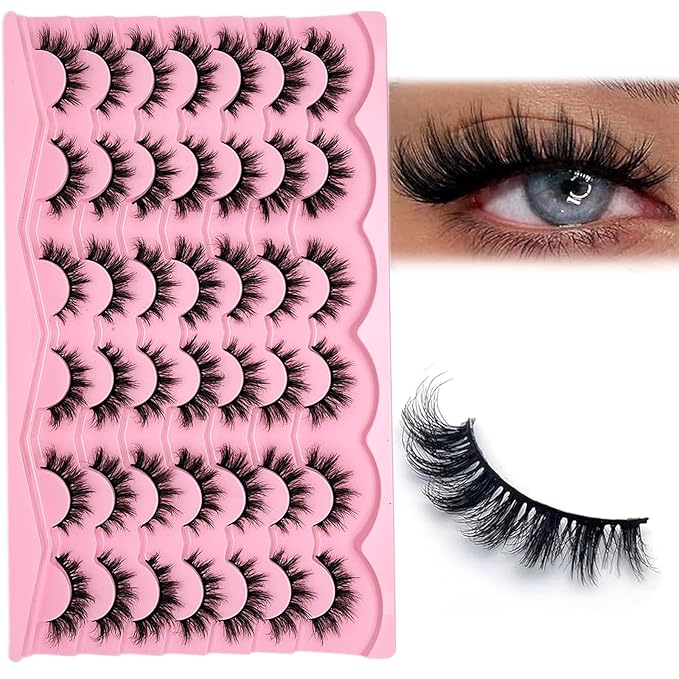 Cat Eye Lashes Wispy Short Fluffy Lash Strips D Curl 3D Lashes Cateye Eyelashes Natural Look 16mm Long Faux Mink False Eyelashes Pack