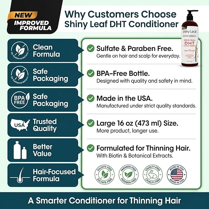 DHT Blocker Conditioner with Rosemary Leaf Oil for Hair Growth, Softer & Smoother Hair, Paraben & Sulfate Free, 16 oz