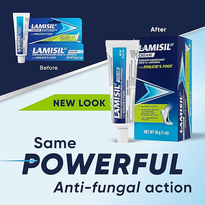 Lamisil Athlete's Foot Cream, 1 Week Treatment, Prescription Strength Terbinafine Hydrochloride, Fast Symptom Relief, Cures Most Athlete's Foot, 30 g (1 oz) - 2 pk