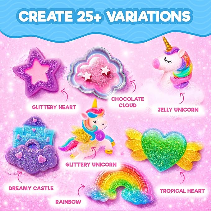 Doctor Jupiter Unicorn Glitter Soap Making Kit for Kids, Unicorn Toys for Girls Ages 4-5-6-7-8 | Crafts for Girls, Birthday Gift Ideas for 4+ Year olds | 25+ Soap Recipes