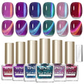 Cat Eye Nail Polish Set, Quick Dry Magnetic Nail Polish Non Gel with Magnet, Multi-Color Holographic Glitter Cateye Nail Lacquer High Glossy DIY Salon Gift for Women Girl