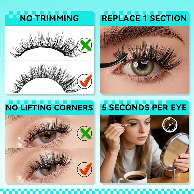 Lash Clusters Kit 60D 80D Eyelash Extension Kit,Lash Bond and Seal Waterproof,Lash Remover for Individual Cluster Lashes Kit,Lash Applicator Tool for DIY Lash Extension Kit(D-Mix9-16mm Kit)