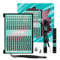 Manga Lash Clusters Kit 144PCS Fairy Eyelash Extension Kit with Lash Bond and Seal, Fake Eyelashes Clusters with Invisible Lash Band, Lash Glue Remover and Lash Applicators (8-18mm Kit,Black Bond)