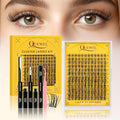 QUEWEL Lash Clusters Kit, 144PCS Natural Lash Custers with Lash Bond and Seal, C Curl Wispy Cluster Lashes Natural Look with Thin Band Easy to use for Beginners (DJ-FD-A）