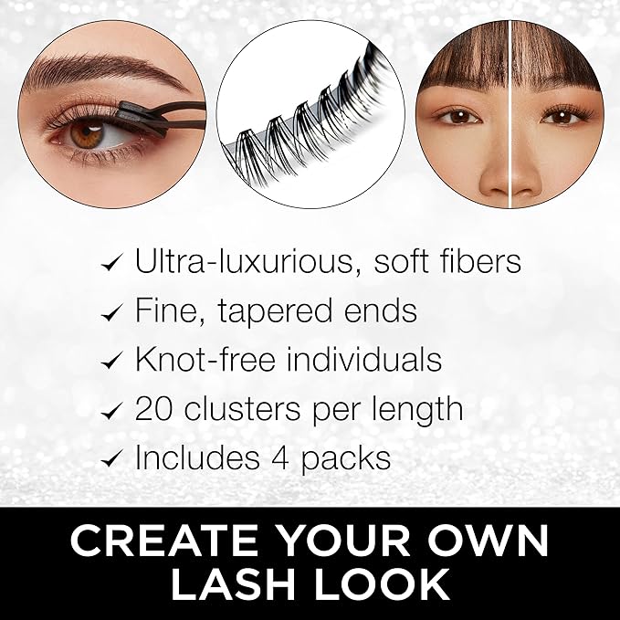 Ardell Faux Mink DIY Lash Clusters - Cluster Eyelash Extensions, Individual Lashes, Lash Extension Short, Medium & Long Combo, 4 Pack