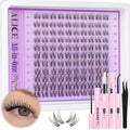 Clear Band Lash Clusters Kit Natural Wispy Lash Extensions Kit 10-14mm DIY Eyelash Extension Kit C-Curly Individual Lashes Kit with Lash Glue Lash Remover Self Application at Home by ALICE