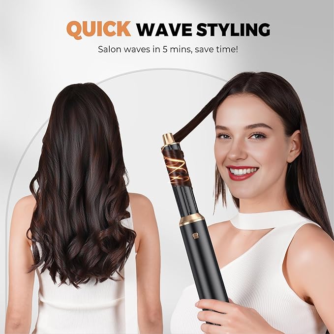 Blow Dryer Brush Set 5 in 1, Hot Air Styler Negative Ion Air Curling Wrap Air Curler Low Heat Hair Care, Round Brush Blow Dryer Hair Styling Tools Gift for Dry,Volumize,Straight,Curl, 110-120V