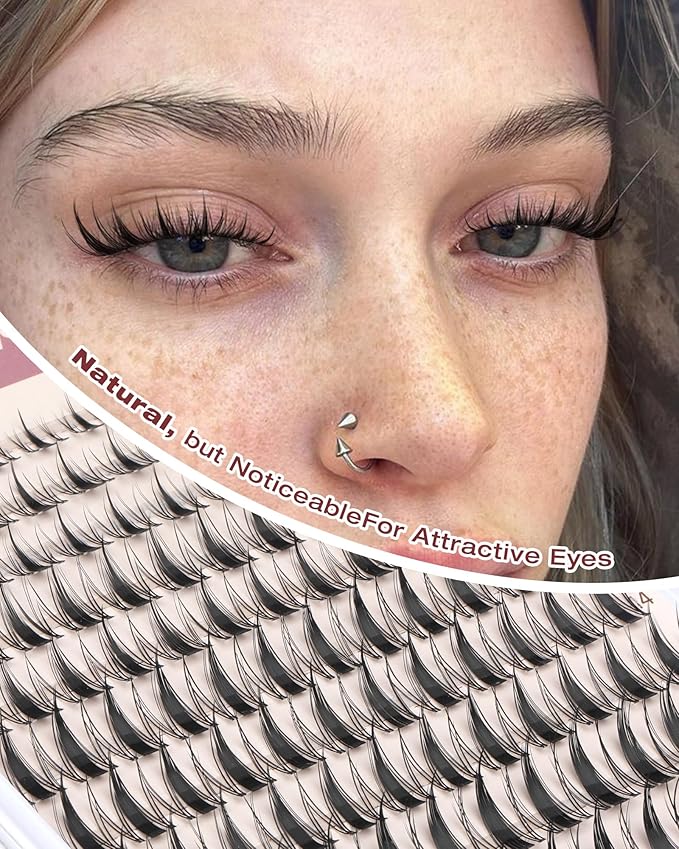 TNFVLONEINS Fairy Lash Clusters Manga Eyelash Clusters Natural Wispy Lash Extension C Curly Clear Band Cluster Eyelash Clusters with Spikes Anime Individual Lashes Clusters Pestañas Postizas Naturales