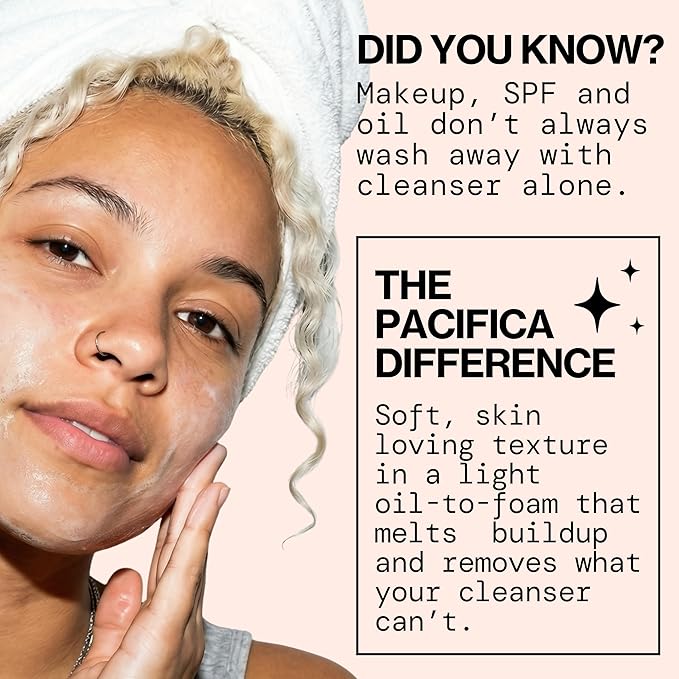 Pacifica Melt For You Facial Cleansing Oil – Hydrating Daily Face Wash & Makeup Remover Oil Cleanser for All Skin Types, Gentle Non-Comedogenic, Vegan, Clean Beauty, Dermatologist Tested 8 fl oz
