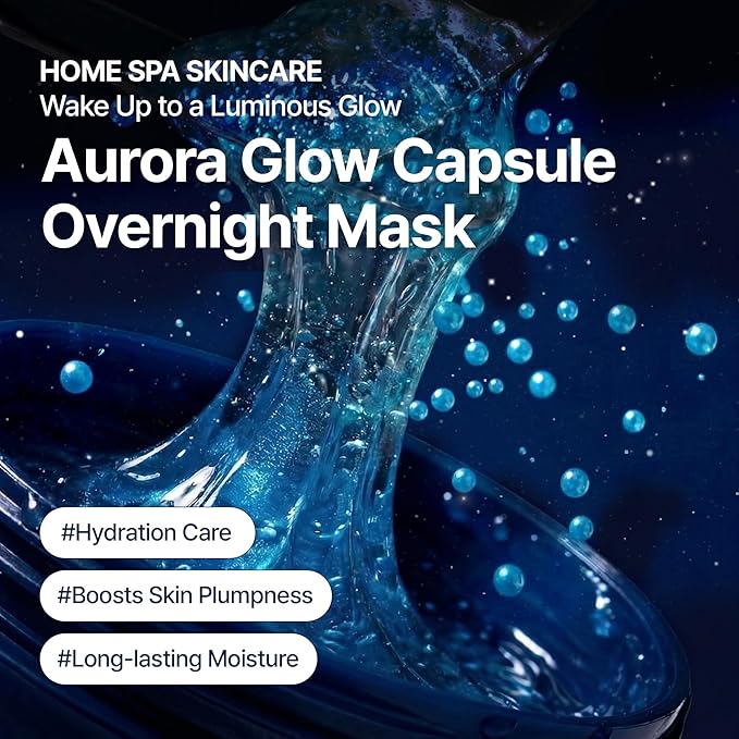Aurora Glow Capsule Overnight Mask | Overnight Recovery for Glow, Radiance & Glass Skin | Hydrating & Brightening Mask with Vitamin C, Ceramide & 8 Hyaluronic Acids | Korean Skincare (2.1 fl oz)