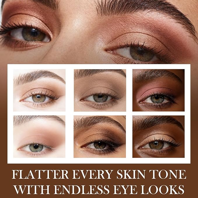6 Colors Matte Eyeshadow Palette, Neutral Nude Eye Shadows with Mirror, Mini Travel Size Blendable Powder Shades, Highly Pigmented Long Lasting Makeup Palette for Daily Use