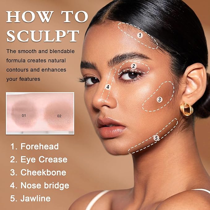 Cool Toned Contour Stick Makeup,Blendable and Smooth Cream Contour Stick,Lightweight Face Shaping Cream Bronzer Stick for contorno maquillaje - 01 Gray Brown