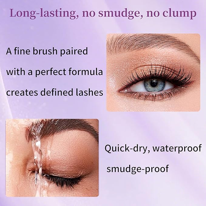 Iron Wand Mascara with Metal Wand, Long Lasting Waterproof Mascara, Black - Volumizing & Lengthening - 5D Curling - Smudge Proof - Washable Mascara for Dramatic Volume & Length