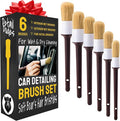 Car Detailing Brush Set 6-Pack - Soft Boar Hair Interior & Exterior Detailing Kit - Car Interior Cleaning Brushes for Leather, Piano Black Trim, Dashboards, Wheels and Engine Bay - Detail Dudes