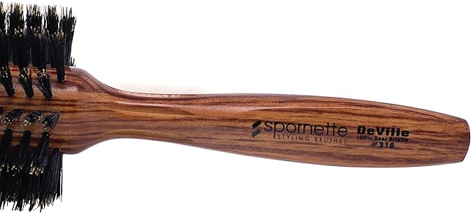 Spornette Deville Boar Bristle Round Brush for Women - Large Round Hair Brush for Blow Drying, Curling & Styling - Adds Shine, Volume & Lift to All Hair Types (2.5 Inch)
