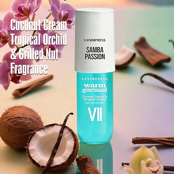 3 FL OZ Hair Mist and Body Spray for Women,Eau De Parfum,Sunshine Beach Aroma Perfume No.7,Gourmand Flower Perfume-With Notes of Coconut Cream, Orchid,Grilled Nut,Travel Size Fragrance