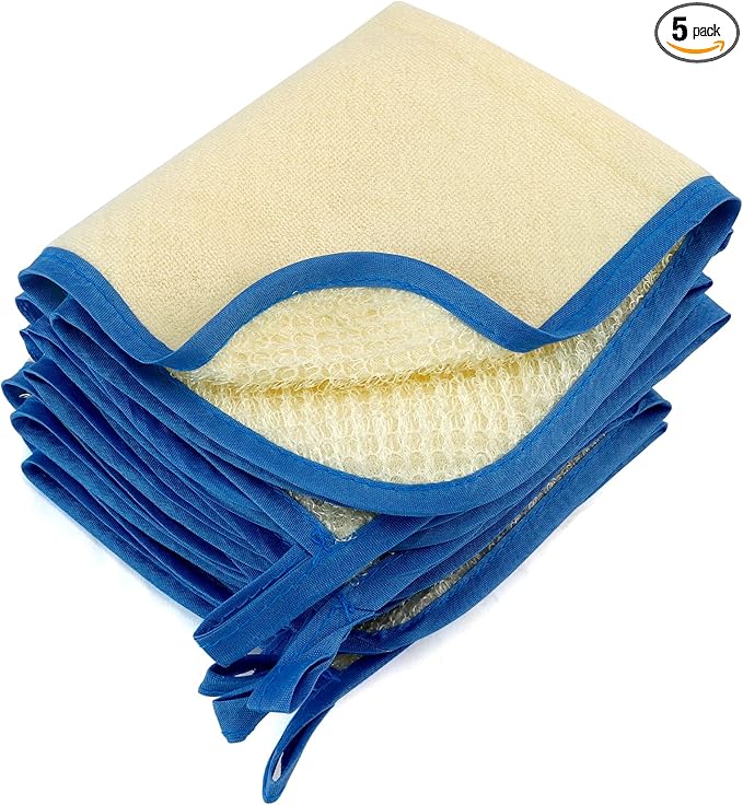Blue Frame Face & Body Wash Cloths - Exfoliating Towel 5Pack