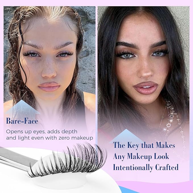 Wispy Lash Clusters Eyelash Extension Natural Look Eyelash Clusters Soft Individual Lashes 8-16MM CD-curly DIY Lash Extension Beginner-friendly by Newcally