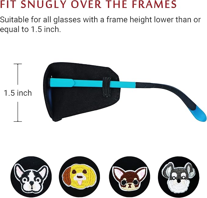 Astropic Cotton & Silk Eye Patch for Kids Glasses (Left Eye, Bulldog)