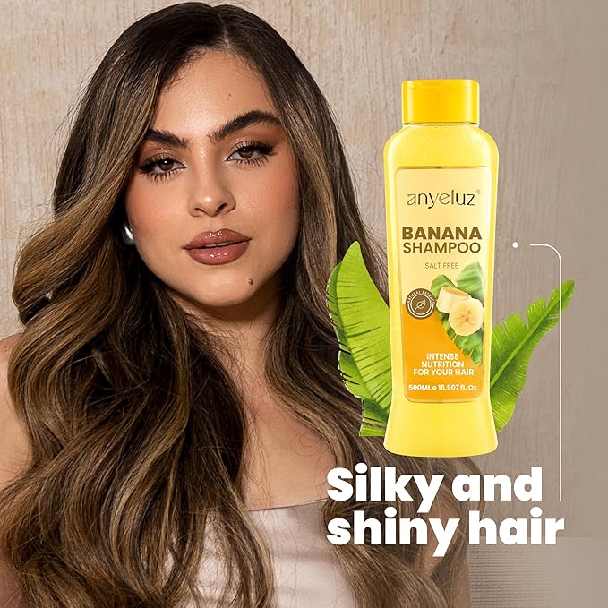 ANYELUZ Banana Shampoo - Nourishing Formula with Biotin and Keratin for Fragile and Damaged Hair