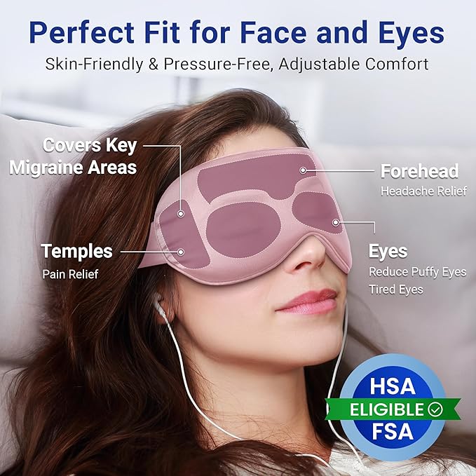 Self Care Gift for Women, Cooling Eye Mask for Puffy Eyes, Tired Eyes, Headache Relief and Migraine Comfort, Reusable Gel Cold Compress for Soothing Eye Care, Relaxing Gifts for Women Pink