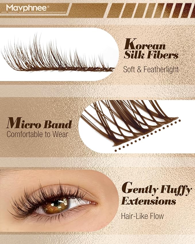 Brown Lash Clusters Gently Fluffy Eyelash Clusters Dark Brown Individual Lashes Extensions Natural Cluster Lashes Wispy Fairy Cluster Eyelash Extensions Soft Vibe DIY Lash Pack (120Pcs, 10-16MM)