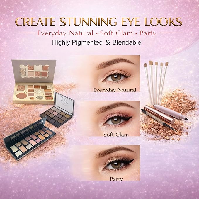 All in One Makeup Kit for Women & Beginners, Full Face Makeup Set with Eyeshadow Palette, Lip Gloss, Foundation & Brushes, Makeup Gift Set for Teens & Girls, Suitable for Different Skin Tones
