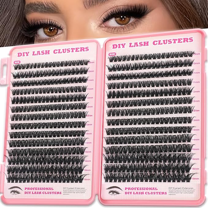 Manga Lash Clusters, 532 Pcs Fluffy Cluster Eyelash Extensions 80D+80D D Curl Individual Wispy False Eyelashes DIY Lash Extension (Volume Lash Clusters 10-18mm)