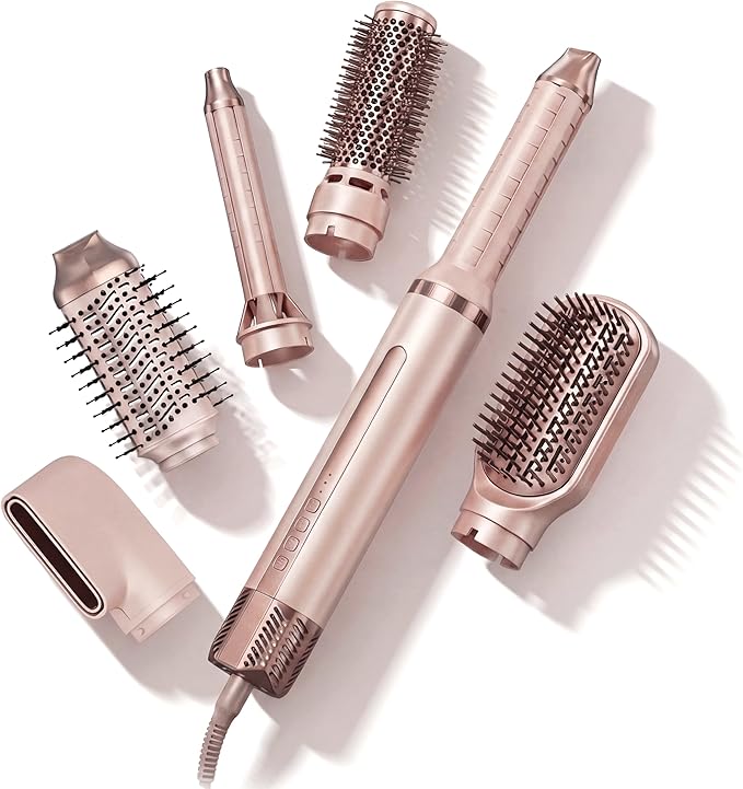 6 in 1 Blow Dryer Brush with Fast-Drying 110,000 RPM Ionic Hot Air Styler, for All Hair Types Drying Straightening, Curling Volumizing Hair, Frizz-Free and Add Volume, No Heat Damage, Gifts for Girl