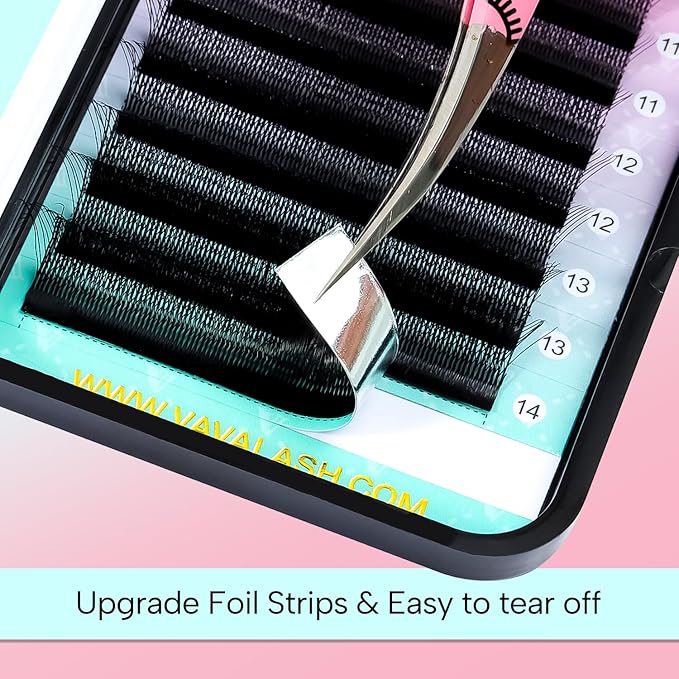 VAVALASH 3D Dual-core W Shape Eyelash Extension 3D W Premade Fans 0.07 D Curl Volume Lash Extensions Easy Fanning False Lashes Matte Black Premade Cluster W Lashes(Dual-core-3D-0.07-D-8-15mm）